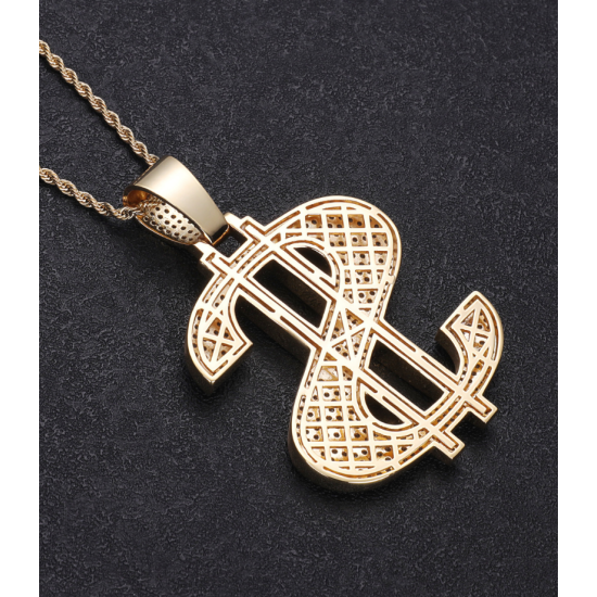 gold plated hiphop money iced out rapper pendant