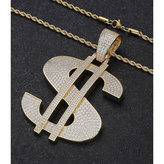 gold plated hiphop money iced out rapper pendant