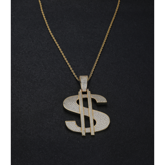 gold plated hiphop money iced out rapper pendant