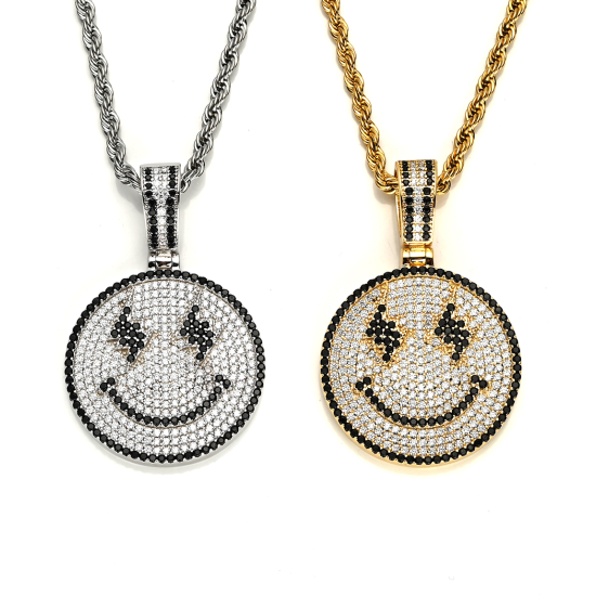 new arrilvas smile face iced out pendant