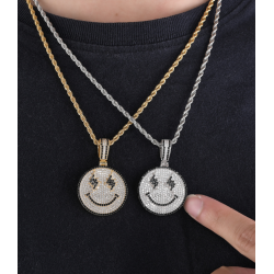 new arrilvas smile face iced out pendant