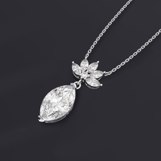 Horse eye zirconia ice flower cut necklace